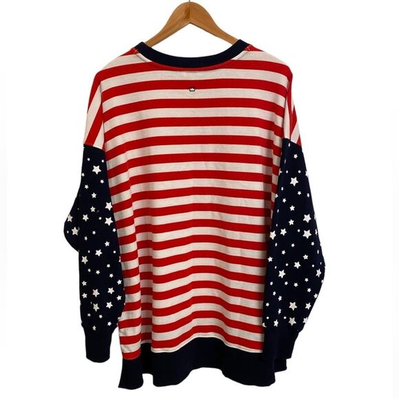Crown & Ivy Oversized Stars and Stripes Sweeper Shirt Size XL - Picture 3 of 8